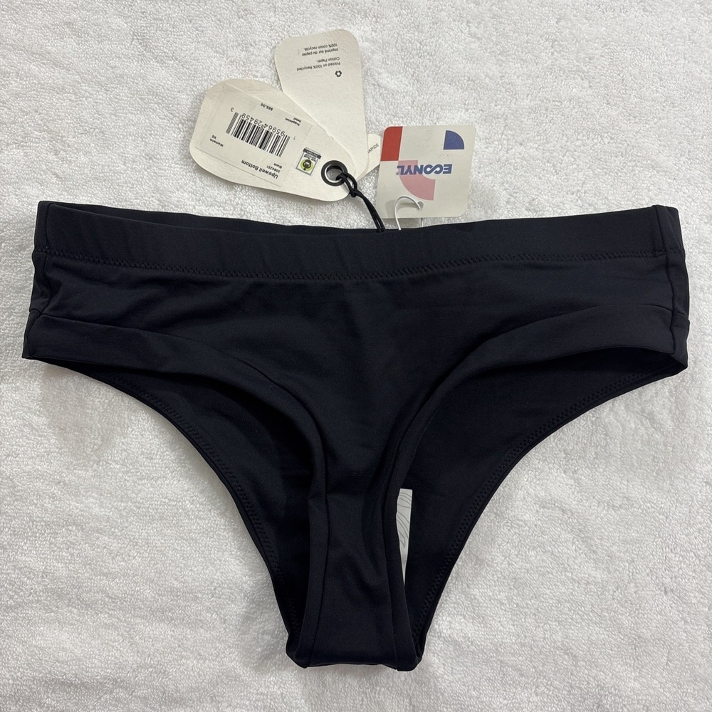 NWT Prana Upswell Bottom Bikini Swimsuit Black Size XS Fair Trade MSRP $65